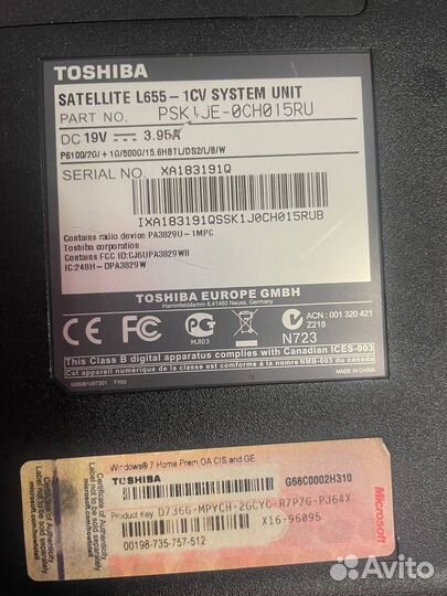 Toshiba ноутбук