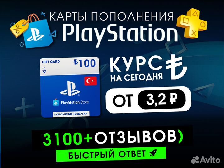 Карты пополнения кошелька PlayStation Турция