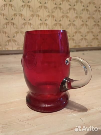 Кружка олимпиада-80 рубиновое стекло