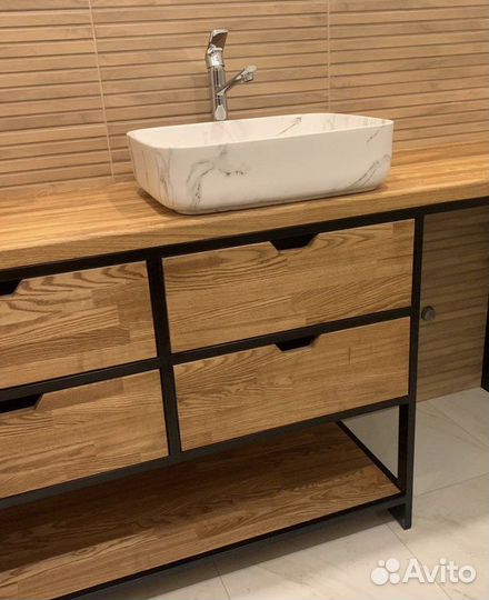 Тумба для ванной из натурального дерева