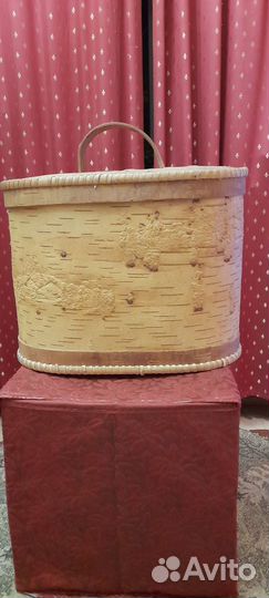 Короб из бересты большой, ложка декоративная больш