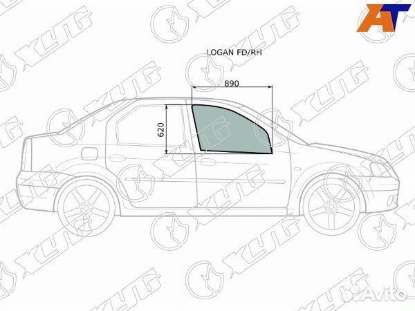 Стекло боковое опускное dacia logan 04-12, dacia l