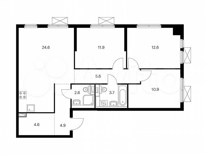 3-к. квартира, 81,4 м², 23/33 эт.