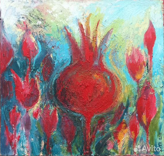 Гранаты. Картина маслом на холсте. Оригинал