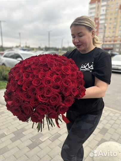 Букет из 25 красных роз Explorer и белых Mondiale