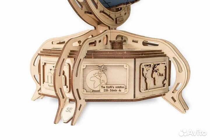 Сборная деревянная модель Глобус с потайной шкатул