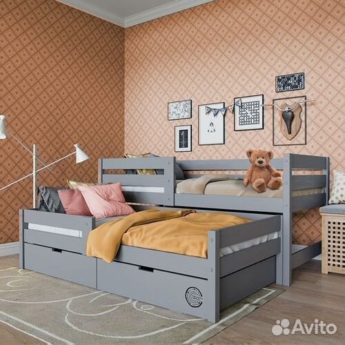 Кроватка из натурального дерева с доп. местом матр