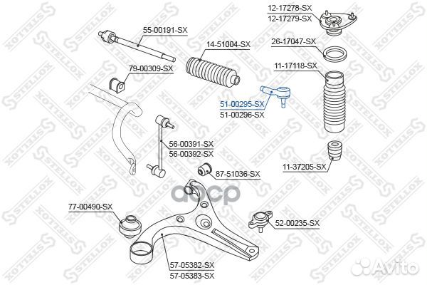 51-00295-SX наконечник рулевой левый Hyundai V