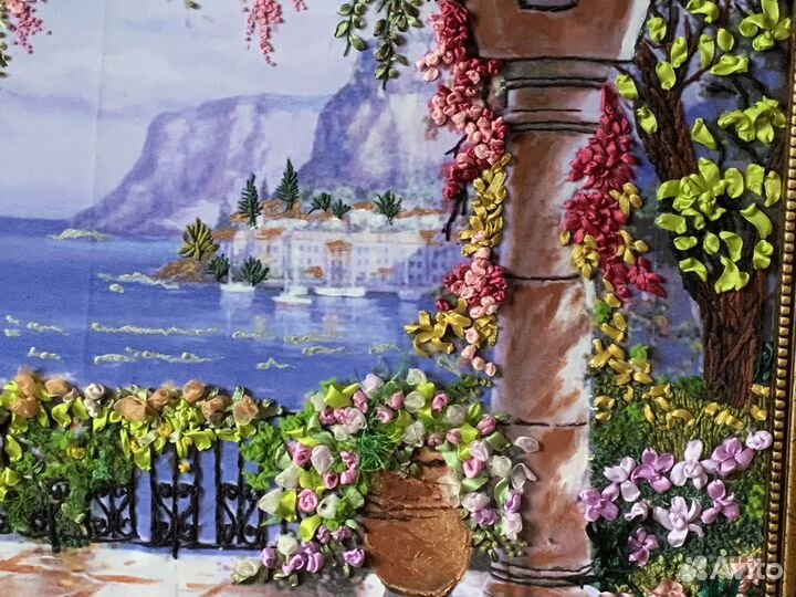 Картина вышитая лентами