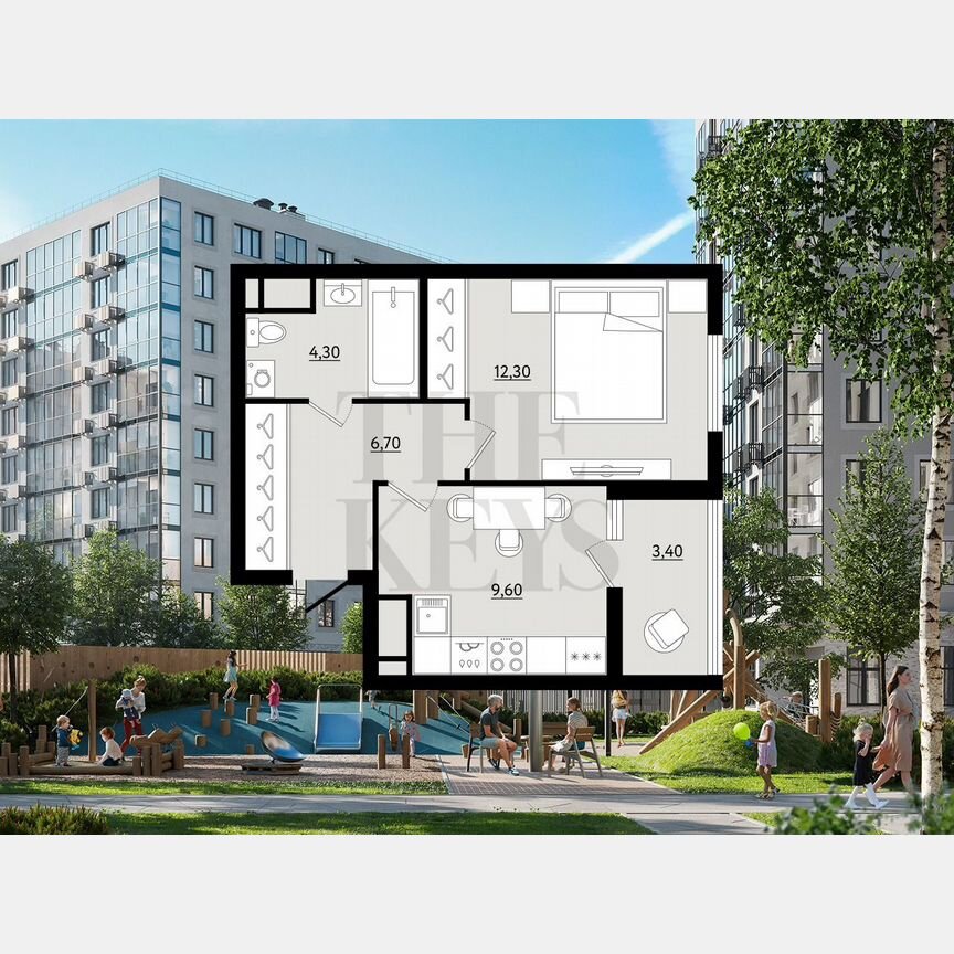 1-к. квартира, 34,6 м², 4/9 эт.