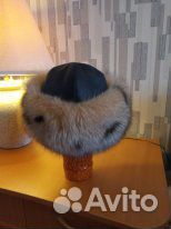 Шапка песцовая с кожаным верхом