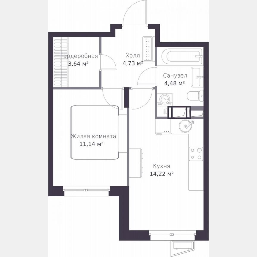 1-к. квартира, 38,2 м², 3/11 эт.