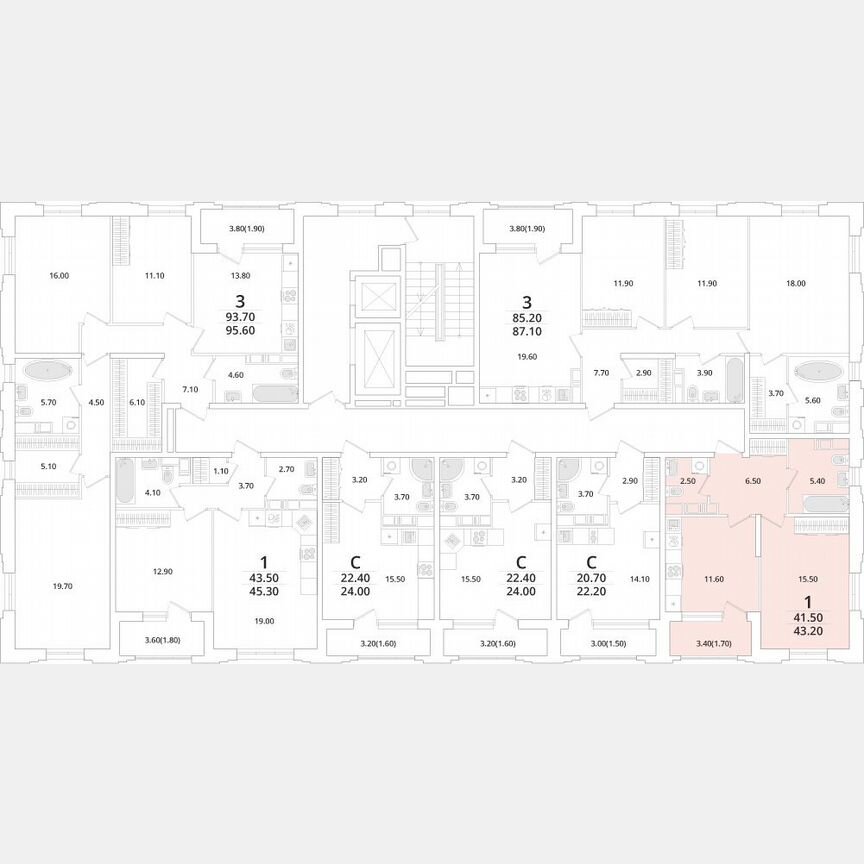 1-к. квартира, 43,2 м², 4/14 эт.