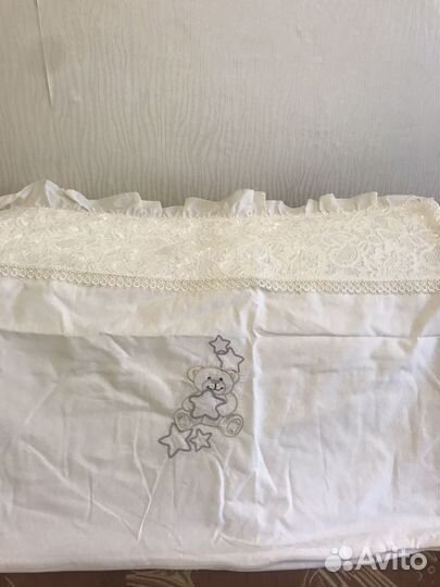 Бортики в кроватку+пододеяльник+балдахин