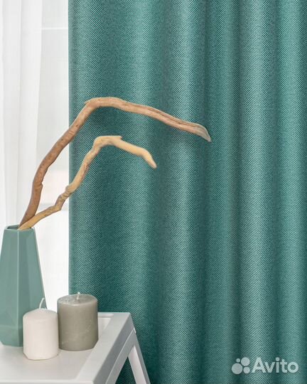 Шторы рогожка орфей бирюза новые на окна пошив