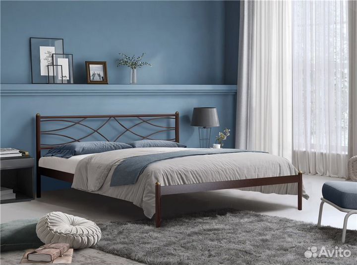 Кровать Экзотика (160х200/Коричневый бархат)