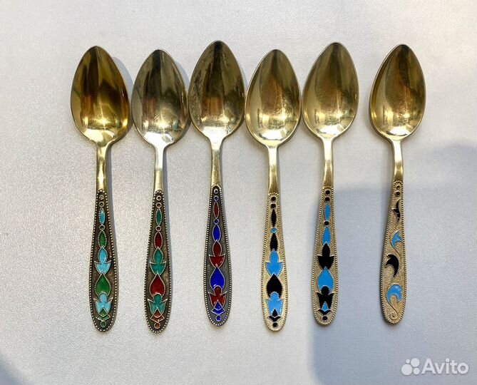 Ложка серебро эмаль СССР