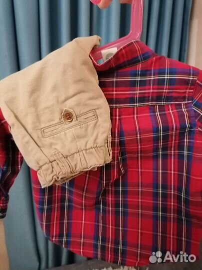 Клетчатая рубашка, брюки next 80 р-р