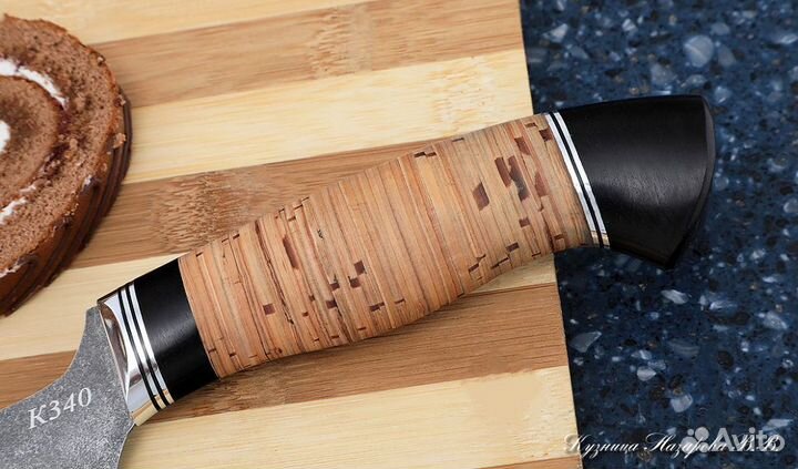 Поварской нож № 15 сталь К340 береста черный граб