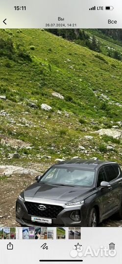 Hyundai Santa Fe 2.0 AT, 2019, битый, 120 000 км