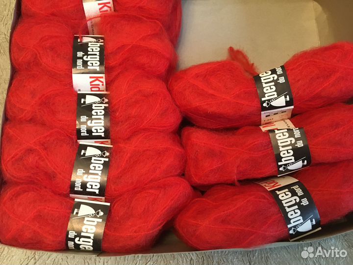 Винтаж мохер Kid Mohair Франция Berger красный