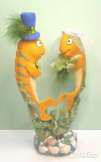Скульптура, статуэтка свадебная, рыбки, подарок