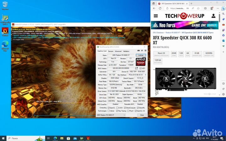 Видеокарта XFX RX 6600 XT 8Gb (Qick 308)
