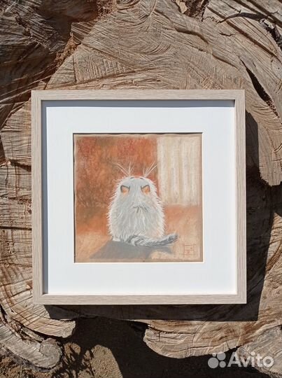 Котенок, картина 21х21, пастель