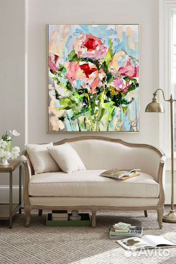 Интерьерная картина цветы,Пионы 60*70