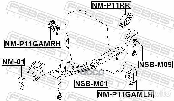 Опора двс прав.пер.Р11 NMP11gamrh Febest