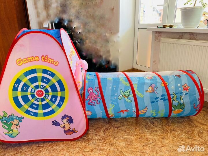 Детская палатка с тоннелем (игровой домик)