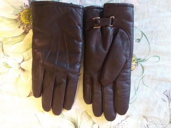 Мужские кожаные перчатки зимние