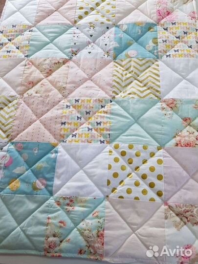 Одеяло детское лоскутное в кроватку новое