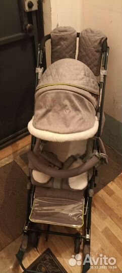 Детские санки коляска с большими колесами