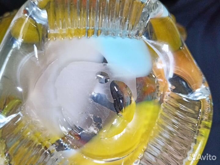 Ваза корзинка цветное стекло