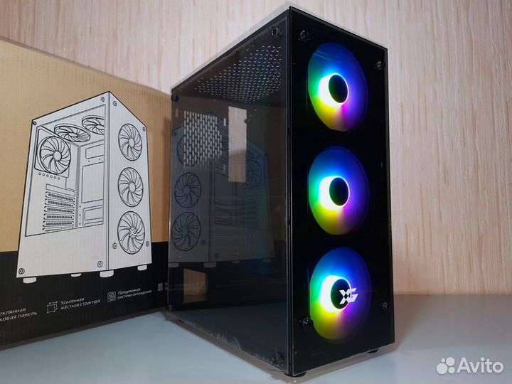 Новый Игровой Корпус Пк X-Case PC 3X FAN RGB ATX