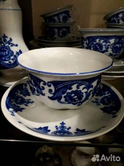 Сервиз чайный Гжель на 6 персон. 26 предметов. В о