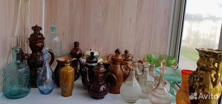 Ваза из цветного стекла СССР, фруктовницы, Графины