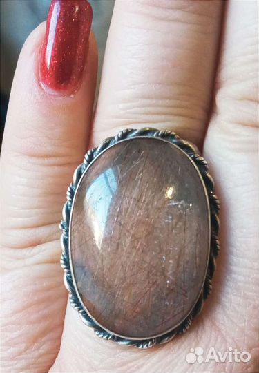 Винтажное серебряное кольцо с рутиловым кварцем во