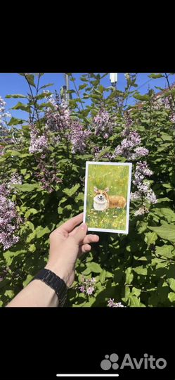 Открытка ручной работы Корги