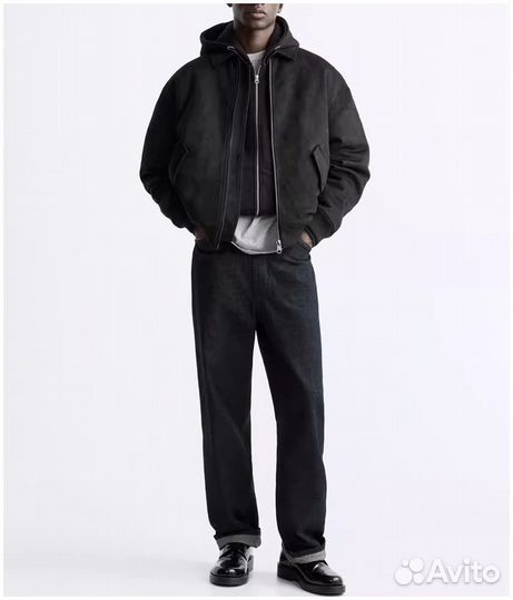 Черный замшевый бомбер Zara