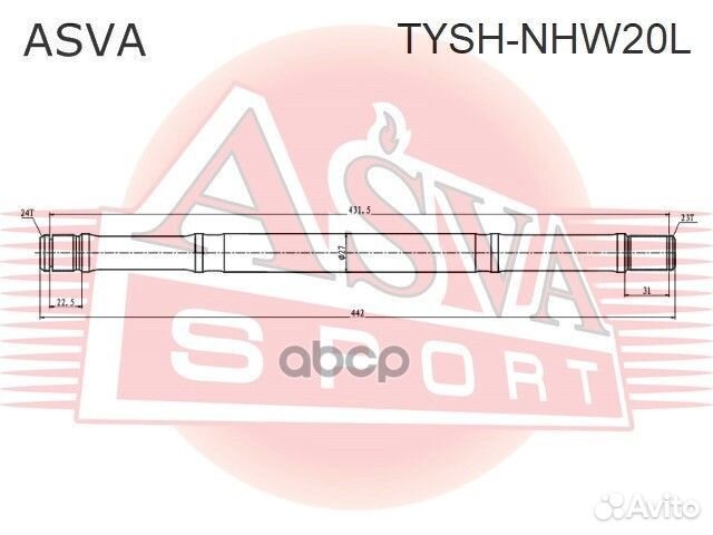 Полуось левая asva tyshnhw20L tyshnhw20L asva