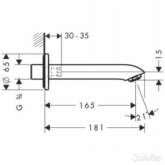 Hansgrohe Metris Излив на ванну 31494000