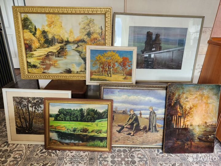 Интерьерные картины,русские пейзажи, 7 шт одним