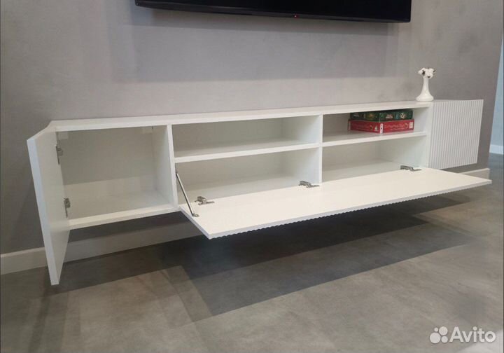 Тумба тв белый глянец