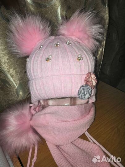 Комплект шапка и шарф для девочки