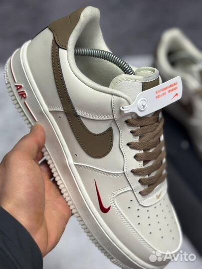 Кроссовки Nike Air Force 1 White Brown (Арт.67702)