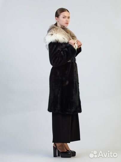 Шуба норковая б/у Casual 46-48р капюшон рысь