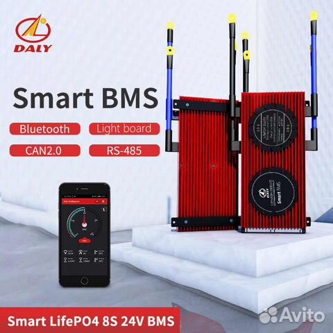 Плата контроля BMS Smart Lifepo4 8S 24V 80A DaLy