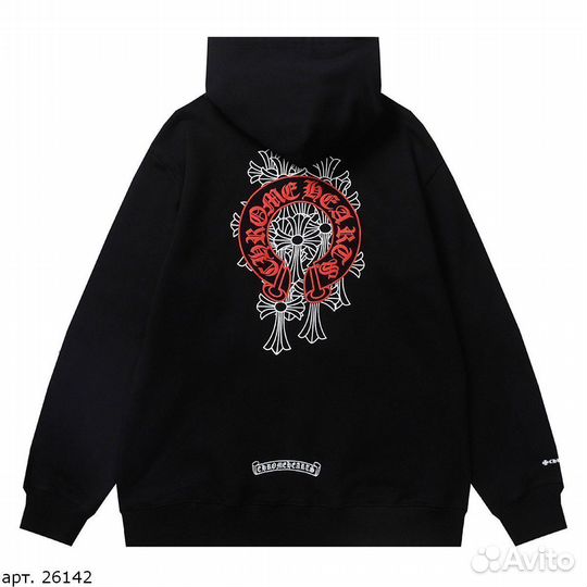 Зип худи Chrome Hearts red chrome Черное